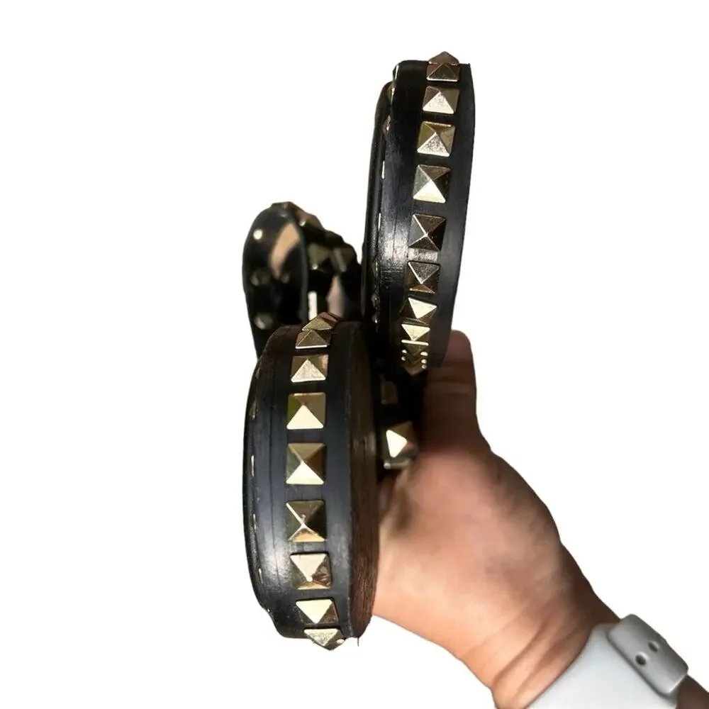 ASH Black & Gold Studded sandals size 37 US Size 6.5/7 GUC